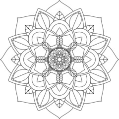 Easy Mandala coloring book simple and basic for beginners, seniors and children. Set of Mehndi flower pattern for Henna drawing and tattoo. Decoration in ethnic oriental, Indian style.