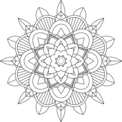 Easy Mandala coloring book simple and basic for beginners, seniors and children. Set of Mehndi flower pattern for Henna drawing and tattoo. Decoration in ethnic oriental, Indian style.