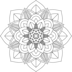 Easy Mandala coloring book simple and basic for beginners, seniors and children. Set of Mehndi flower pattern for Henna drawing and tattoo. Decoration in ethnic oriental, Indian style.