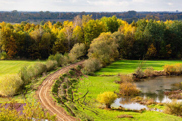 Jesienny krajobraz doliny rzeki Narew, Podlasie, Polska  - obrazy, fototapety, plakaty