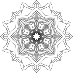 Easy Mandala coloring book simple and basic for beginners, seniors and children. Set of Mehndi flower pattern for Henna drawing and tattoo. Decoration in ethnic oriental, Indian style.