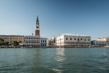 Fototapeta na wymiar San Marco square and Doge palace in Venice, Italy at the seaside