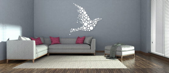 modern living room with sofa