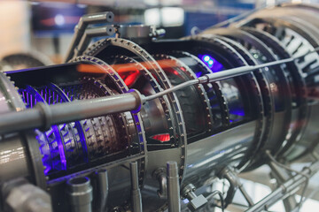 section model of a historic jet engine.