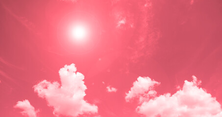 The sun is shining against the background of the red sky. Texture, background