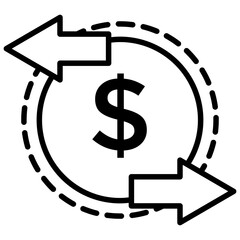 
Line icon financial transaction, currency exchange 
