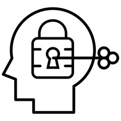 
Line icon success key, successful idea 
