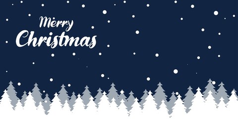 Naklejka premium Christmas vector background. Winter is coming. Snowy night with first, coniferous forest, light garlands, falling snow, Woodland landscape for winter and new year holidays. Holiday winter landscape.