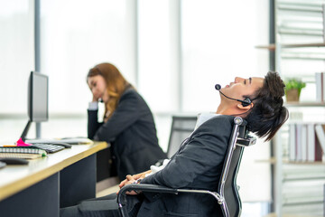 Asian Businessman are stressed while overtime working. Serious and tired working, Upset tired man,...