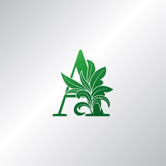 Letter A Monogram Nature Green Leaves Logo Icon Vector Design