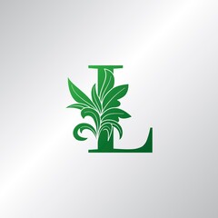 Letter L Monogram Nature Green Leaves Logo Icon Vector Design