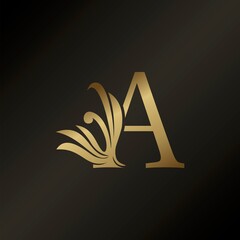 Monogram Letter A Luxury Swirl Ornate Decorative Logo Icon Vector Design