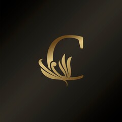 Monogram Letter C Luxury Swirl Ornate Decorative Logo Icon Vector Design