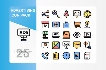Advertising icon pack for your web site design, logo, app, UI. Vector graphics illustration and editable stroke. EPS 10.