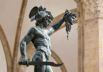 Florence, Italy, loggia dei Lanzi, Perseus with the Head of Medusa  detail 02 © Carolina09