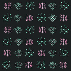 New year, Christmas. Beautiful crystal sparkling snowflake. Blue, turquoise, pink. The elements of the postcards and posters, greeting cards. Isolated vector objects.
