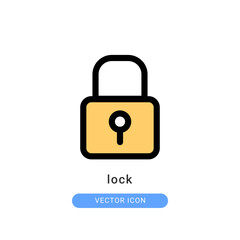 lock icon vector illustration. lock icon lineal color design.