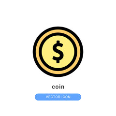 coin icon vector illustration. coin icon lineal color design.