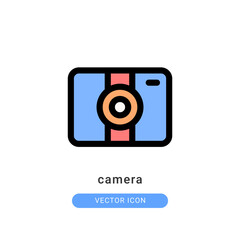 camera icon vector illustration. camera icon lineal color design.