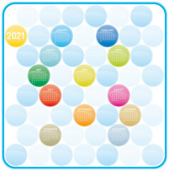 Colorful Circles Calendar for Year 2021