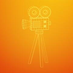 Polygonal camera projector. Movie time. Show film cinema festival concept.