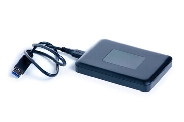 external hard drive on white background isolation