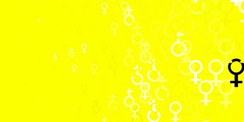 Light Yellow vector texture with women's rights symbols.