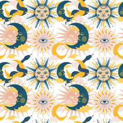 Supernatural magic collection of magical elements. Witch's things, vintage retro engraving style, vector graphics