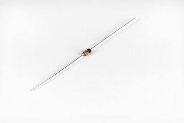 Resistor and diode isolated on white background