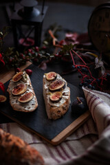 sandwich with figs on the board