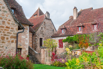 Fototapeta na wymiar countryside town of stone houses in france
