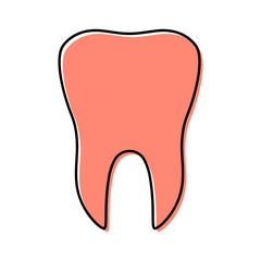 Red tooth flat icon isolated on white background. Tooth vector illustration. Dentistry symbol. Stomatology