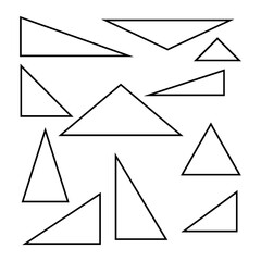 Set of triangle line design, Collection of art shape isolated on white background