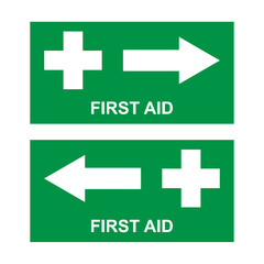Set of first aid sign, health cross medical symbol, medicine emergency illustration icon, safety design