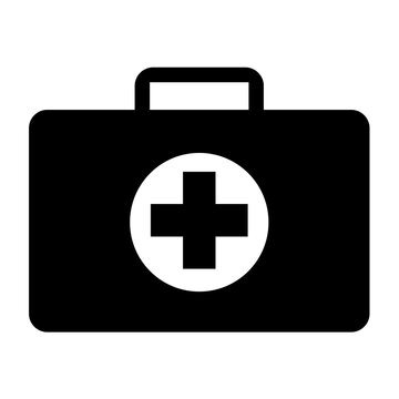 Briefcase of first aid sign, health medical symbol, medicine emergency illustration icon, safety design