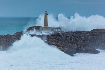 Mouro island light house, Santander, Cantabrian Sea,  Cantabria, Spain, Europe