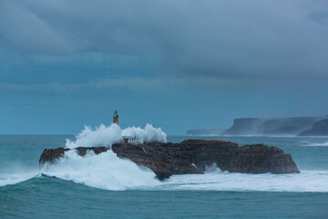 Fototapeta premium Mouro island light house, Santander, Cantabrian Sea, Cantabria, Spain, Europe