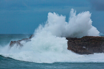 Mouro island light house, Santander, Cantabrian Sea,  Cantabria, Spain, Europe