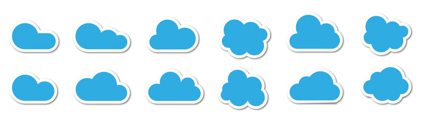 Set of different cartoon clouds. Flat cloud icon isolated on background. Vector illustration EPS10.