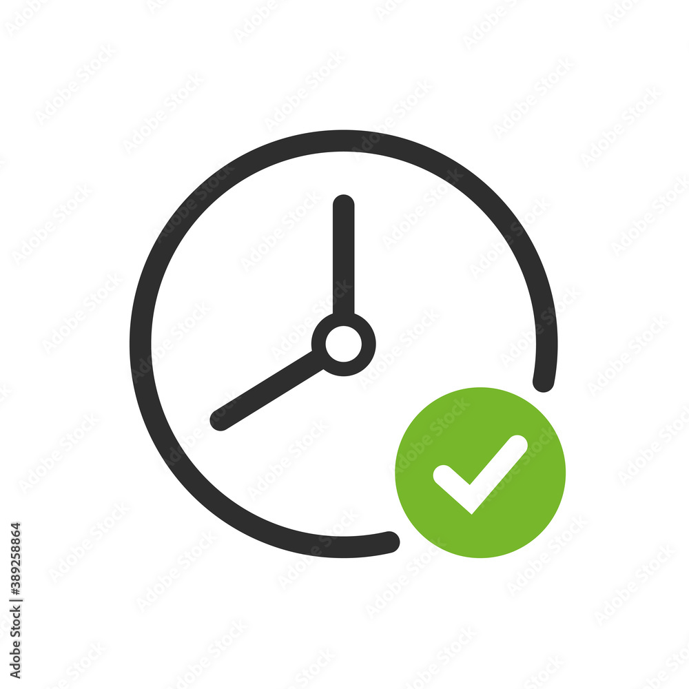 Poster clock with check mark line vector icon. check time design element. vector illustration eps10.