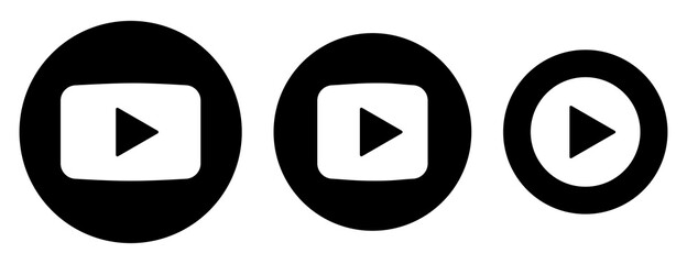 Play video icon. Black different button signs vector isolated on white background . Vector illustration EPS10.