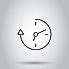 Clock icon in flat style. Watch vector illustration on white isolated background. Timer business concept.