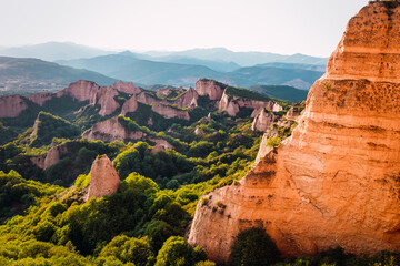 Beautiful rocky landscape at Las Médulas (UNESCO -World Heritage Site) - El Bierzo, Spain