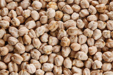 Top view of chickpeas scattered on the table