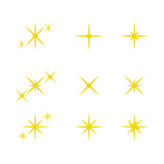 Obraz premium Twinkling star and sparkles icon collection isolated on white background