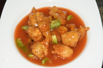 Sweet and Sour Sauce With Vegetables and Meat in