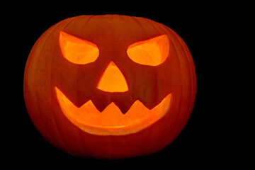 Carved Halloween Pumpkin Isolated on a Black Background