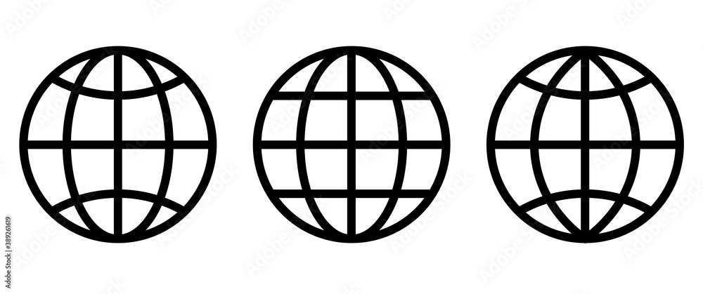 Aufkleber world icon. globe icon isolated with the ability to change the thickness of the lines . vector