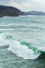 Waves in Bakio, Cantabrian Sea, Bizkaia, Basque Country, Spain, Europe
