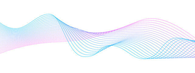 Abstract wave line. Dynamic wave of many lines on white background. Vector illustration.